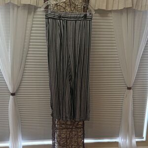 Robert Louis Black and White Striped Wide Leg Pants